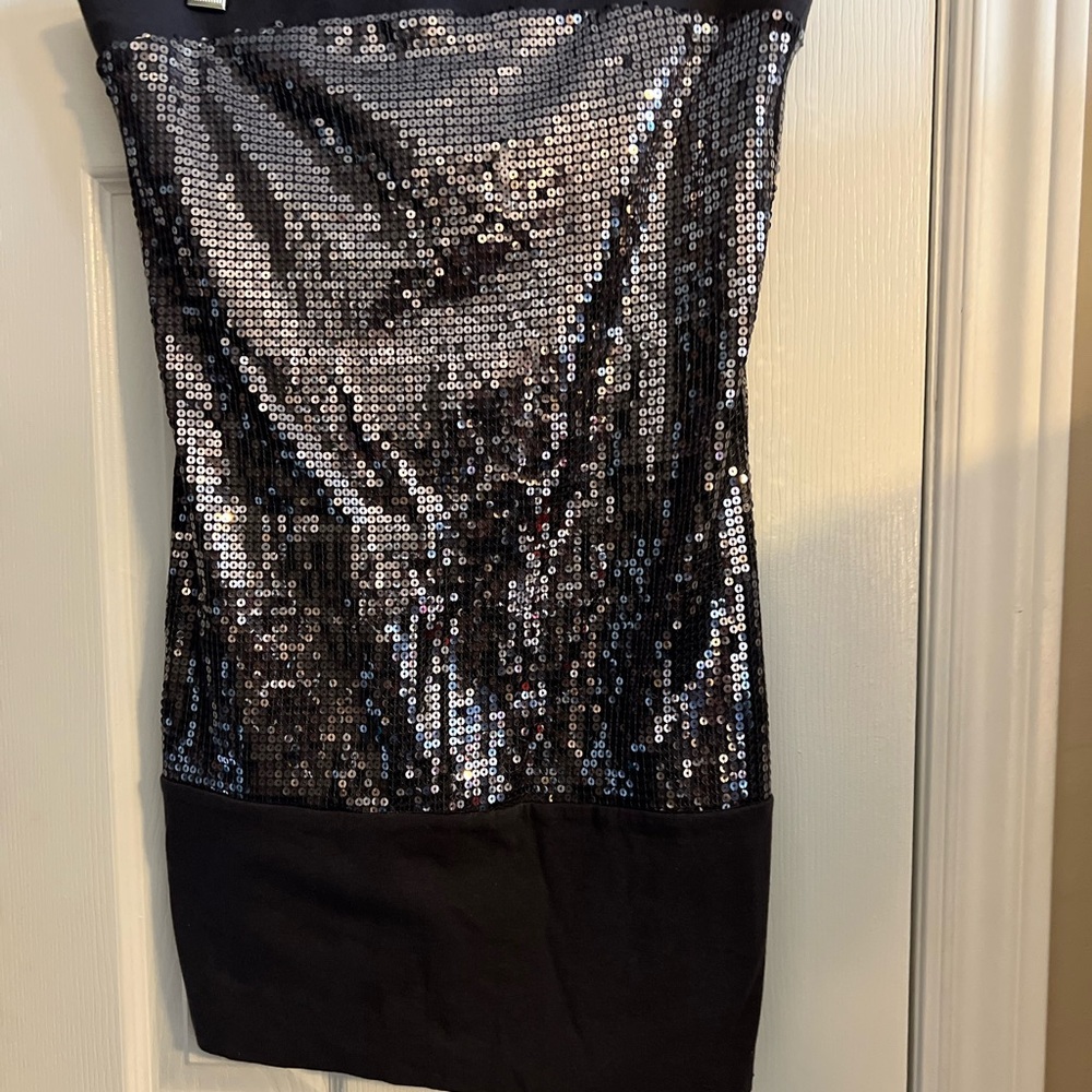 Black/silver/grey Sequin Strapless Dress